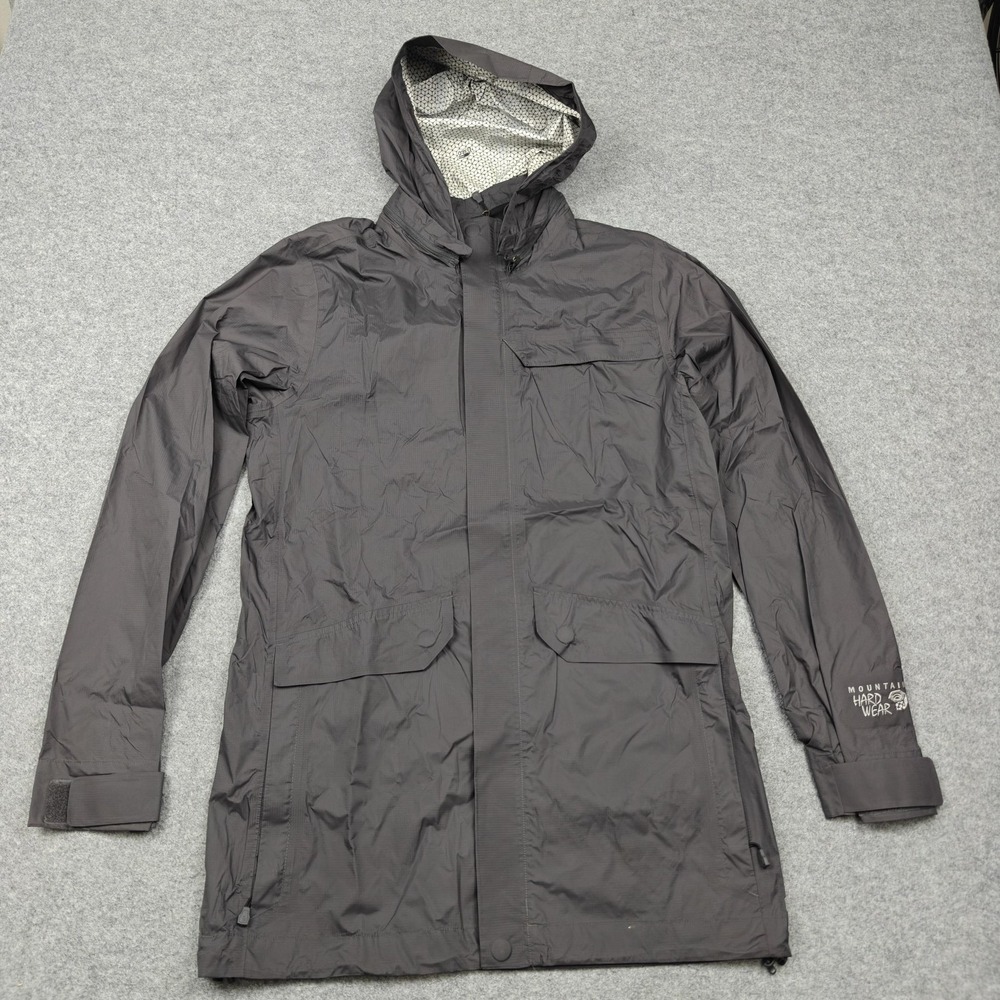 Mountain Hardwear Rain Jacket Mens Small Black Dry.Q EVAP Hooded Waterproof Wind